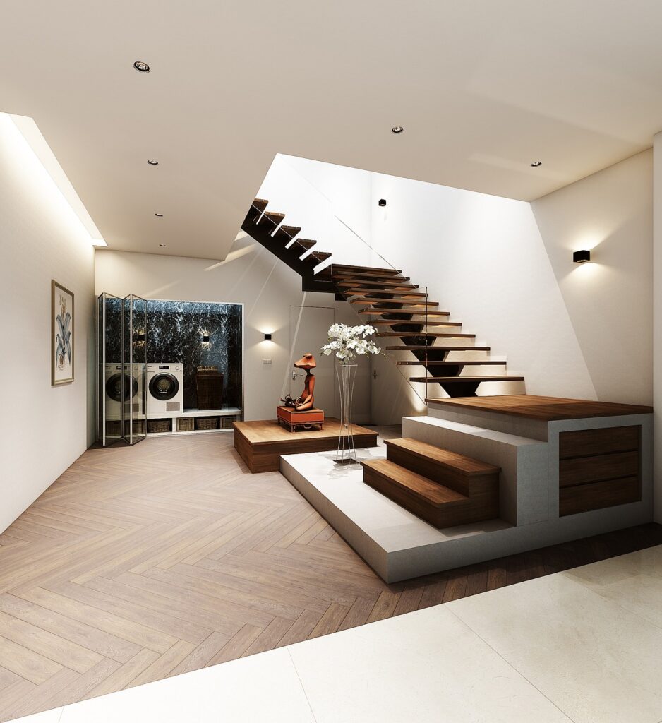 home, stairs, interior design